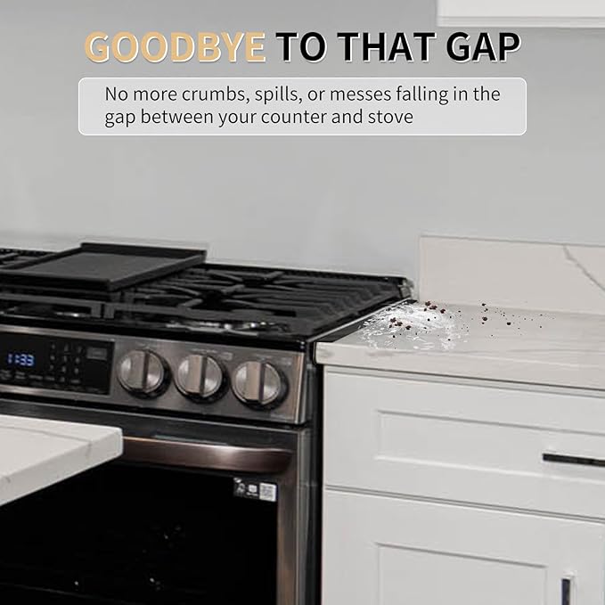 Stove Gap Covers 316 Thick Stainless Steel,2 Pack 23.2" Fixed Stove Gap Filler,Heat Resistant Stove Gap Guards,Between Stove and Counter Slide In Range Trim Kit for Kitchen,Upgrade Shiny Black