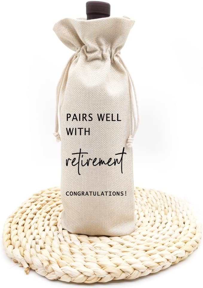 Socive Retirement Wine Bag, Retired Gifts Wine Bags, Pairs Well With Retirement, Gift for Him or Her, Leaving Gift for Colleagues Best Friends Coworkers Boss Nurse Teachers