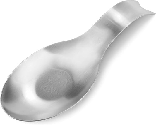 Stainless Steel Spoon Rest, Spatula Ladle Holder, Stainless Steel Utensil Spoon Rest Holder, Brushed Finish, Dishwasher Safe 3.8 x 9.4 Inch (Fish Shape Silver Color 1PC)