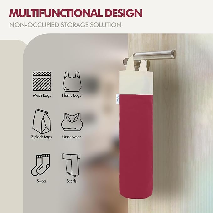 Plastic Bag Holder, Wall Mount Grocery Bag Holder for Plastic Bags Storage, Cotton Shopping Garbage Sack Organizer, Large Trash Bag Dispenser for Home Kitchen Decor