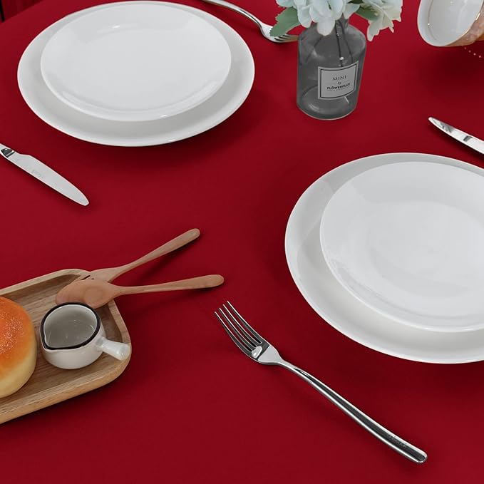 sancua 2 Pack Red Tablecloth 60 x 120 Inch, Rectangle 8 Feet Table Cloth - Stain and Wrinkle Resistant Washable Polyester Table Cover for Dining Tables, Buffet Parties and Camping
