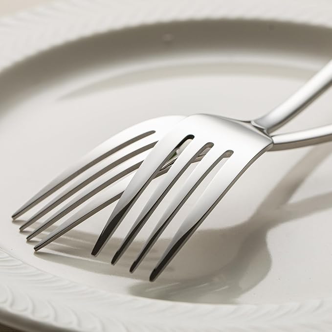 KINGSTONE 4 Piece Dinner Forks Set, 18/10 Stainless Steel Forks, Silver Food Grade Fork Set of 4, Metal Forks for Home, Kitchen, Weddings, Parties or Restaurant, Dishwasher Safe-8.18inches