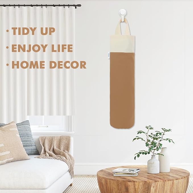 Plastic Bag Holder, Wall Mount Grocery Bag Holder for Plastic Bags Storage, Cotton Shopping Garbage Sack Organizer, Large Trash Bag Dispenser for Home Kitchen Decor