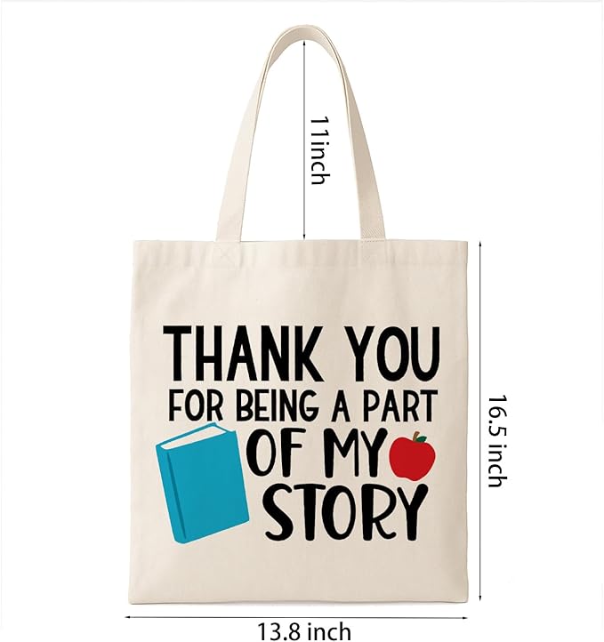 Teacher Canvas Tote Bag, Appreciation Gifts Reusable Grocery Bag for Teacher Friends Gym College, Thank You Gift