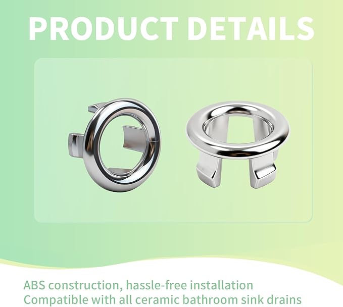 10pcs Sink and Basin Overflow Ring Hollow Cover, Universal Bathroom Vanity Sink Overflow Hole Insert Cap, Plastic Drain Trim Ring for Kitchen Bathroom Ceramic Replacement Parts