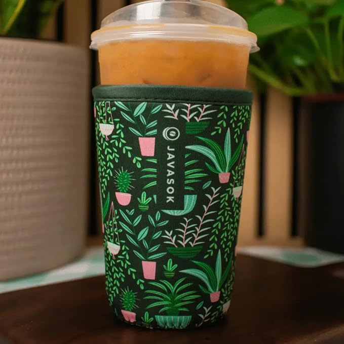Sok It JavaSok Iced Coffee & Cold Soda Insulated Neoprene Cup Sleeve (Green Living, XXLarge: 44-48oz)