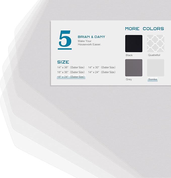 BRIAN & DANY Wire Shelf Liner 18" X 24", Heavy Duty Shelf Liners for Wire Shelving, Waterproof Protector Mats, Set of 5, Transparent