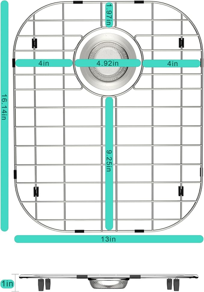 SANNO Kitchen Sink Protectors Gird, 16.14" L X 13" Sink Rack Sink Protector Expandable Dish Drying Rack Sink Dish Rack in Sink or On Counter