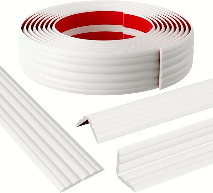 Wall Corner Protector & Edge Guard，Peel and Stick Wall Trim Moulding Inside & Outside Corner Molding Trim Caulk Strip, Self Adhesive Trim for Wall Edge,Ceiling,Countertop, 2.36” W x10’ L，White