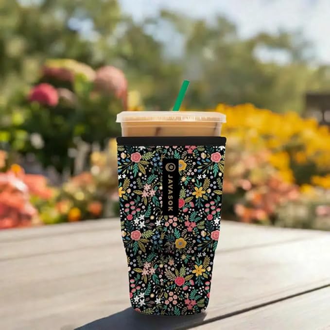 Sok It JavaSok Iced Coffee & Cold Soda Insulated Neoprene Cup Sleeve (English Garden Picnic, XLarge: 38-42oz)
