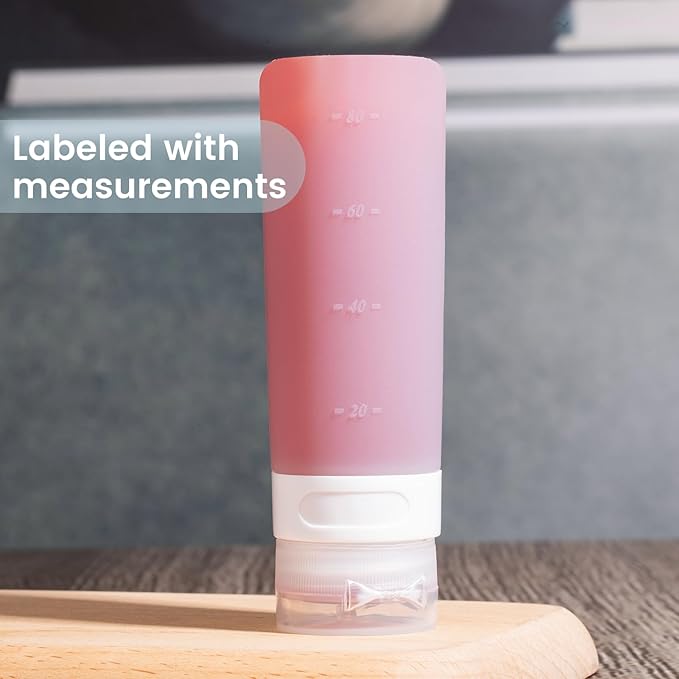 MICEBAY Condiment Squeeze Bottles for Sauces, 3-oz Mini Silicone Salad Dressing Container to Go with Reusable Sandwich Bag, Leakproof Sauce Bottle for Bento Lunch Box, 4 Pack, Gray