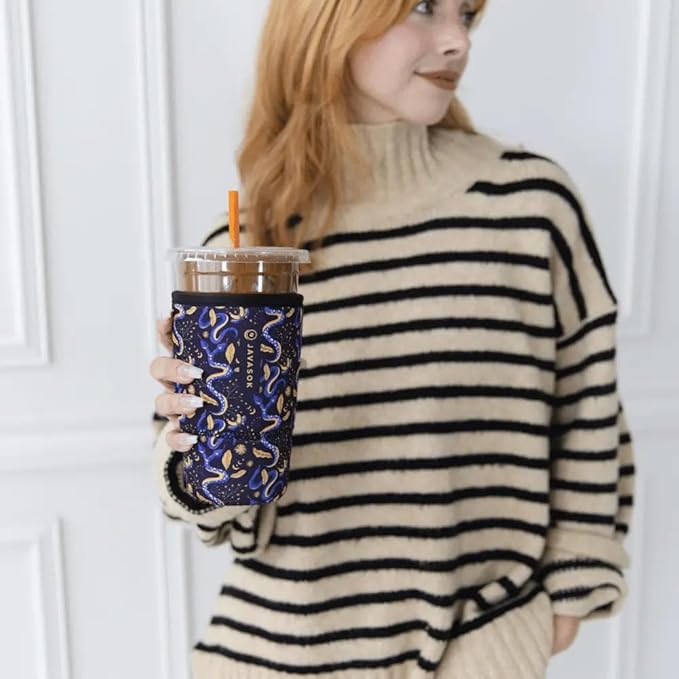 Sok It JavaSok Iced Coffee & Cold Soda Insulated Neoprene Cup Sleeve (Celestial Slither, Medium: 22-28oz)