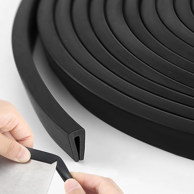 Kingdder Rubber Edge Trim 1/8" U Channel Sheet Metal Edge Protector Door Seal Strip Guard Weather Resistance Fits for Car Doors Steel Plates Glass Hatches Table Corners(100 Feet)