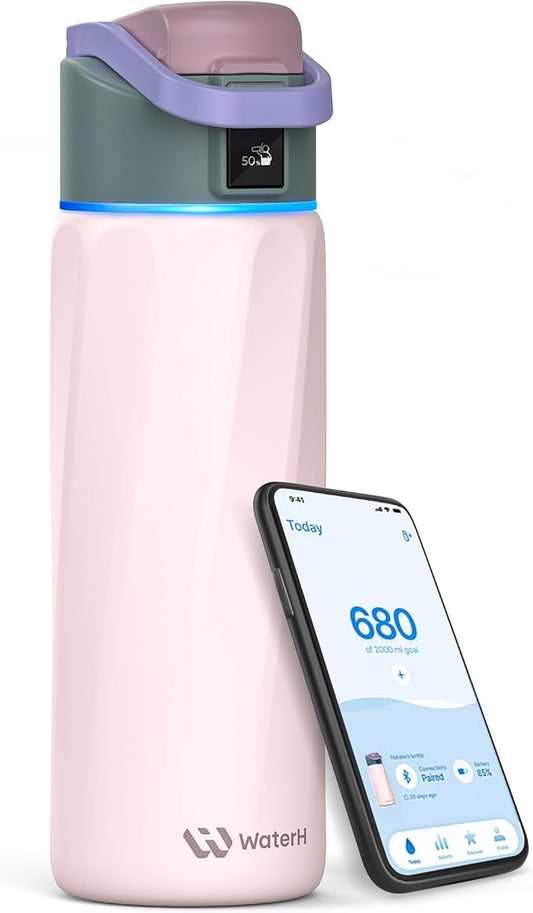 BOOST Smart Water Bottle that Reminds You to Drink, 24oz BPA-Free Stainless Steel Vacuum Insulated, Wide Mouth Water Tracker Bottle with APP for School, Gym, Office, Ideal for Father's Day