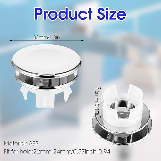 Sink Overflow Cap 4 Pcs Bathroom Sink Overflow Cover,Applicable Aperture 22-24mm