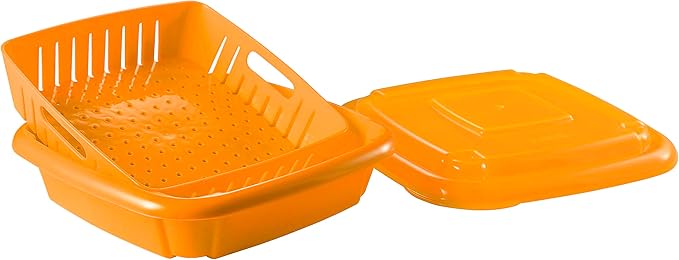 Hutzler 3-in-1 Bitty Box Berry Keeper, Berry Colander & Saver Container, 9oz / 1 Cup Capacity, Apricot