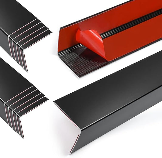 10PCS 48" Black Metal Corner Protectors, Aluminum Self Adhesive Corner Guards, Metal Wall Edge Protector Strip, Furniture Corner Protectors, Wall Cabinet Baseboard Decoration 48" x 2"