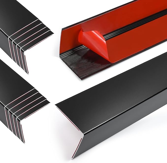 10PCS 48" Black Metal Corner Protectors, Aluminum Self Adhesive Corner Guards, Metal Wall Edge Protector Strip, Furniture Corner Protectors, Wall Cabinet Baseboard Decoration 48" x 1"
