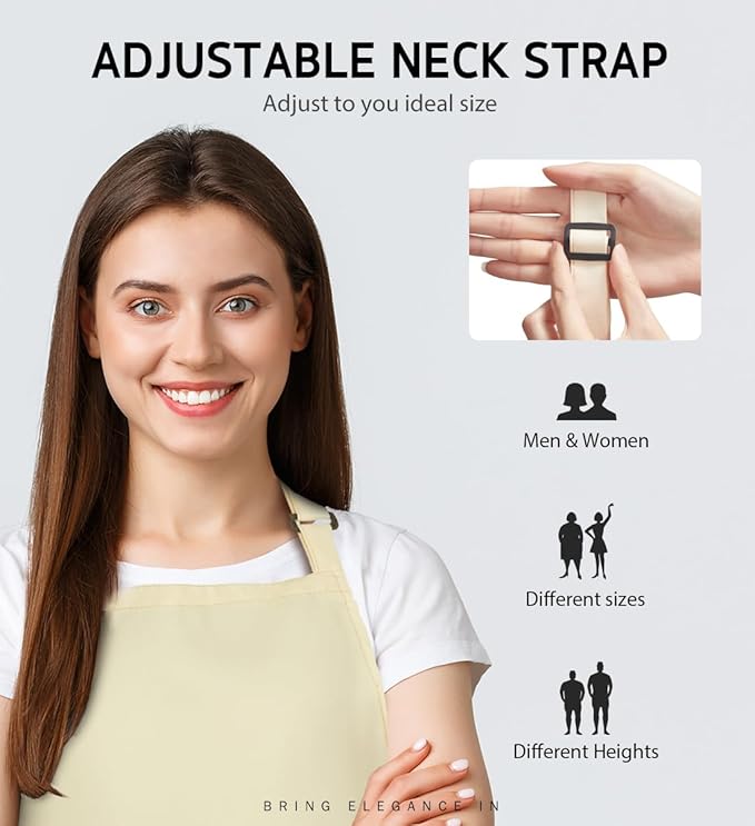 Syntus Apron for Men Women, Adjustable Cooking Kitchen Chef Aprons with 2 Pockets