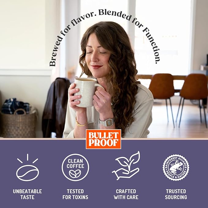Bulletproof Enlightener Ground Coffee, Enhanced Coffee with L-Theanine, Panax Ginseng and Gingko Biloba, Supports Mental Clarity, Focus, and Memory, Medium-Dark Roast, 10 oz