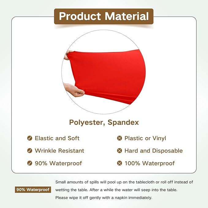 Round Fitted Table Cover Elastic Tablecloth 5ft Stretch Spandex Table Top Cover for Dining Kitchen Home Party Red 60 Inch