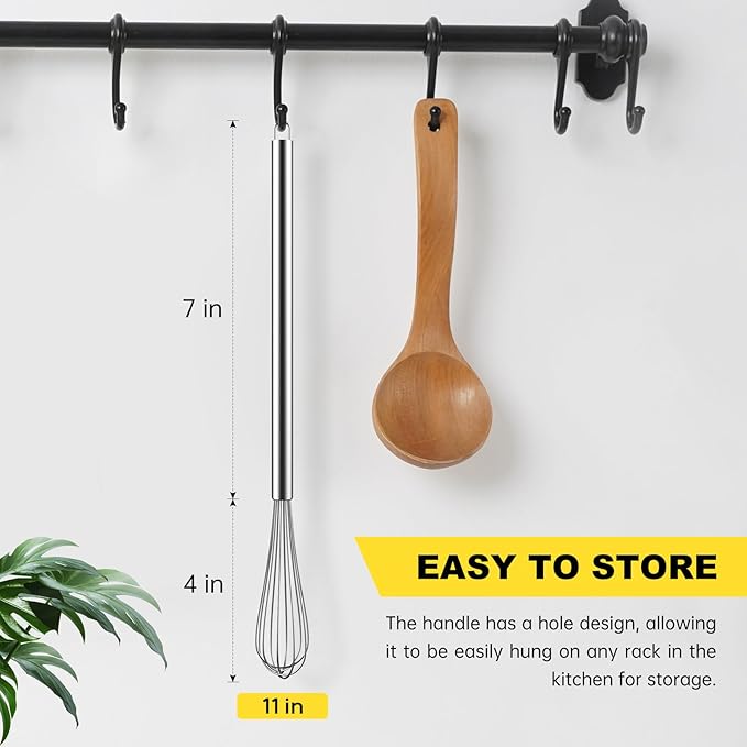NileHome Mini Whisks Stainless Steel Whisk 11" Kitchen Small Wisk Balloon Wire Tiny Whisks for Cooking, Whisking, Blending, Beating, Stirring
