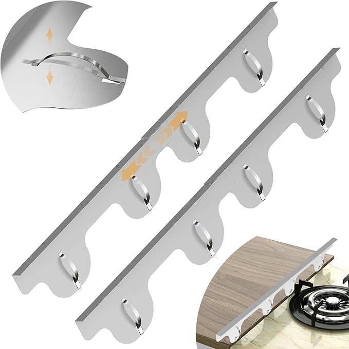 Stove Gap Covers - 304 Stainless Steel Oven Side Gap Filler, 2 Pack Stove Gap Filler Retractable Length 13.8" to 27.5", Spring Clip Design Fitting Gap Strong Guard Between Stove Top & Counter - Silver