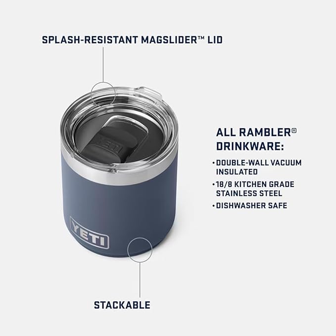 YETI Rambler 10 oz Stackable Lowball 2.0, Vacuum Insulated, Stainless Steel with MagSlider Lid, Tropical Pink