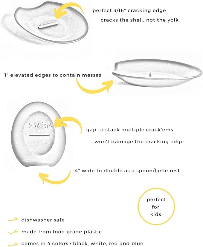 THE ORIGINAL Crack'em Egg Cracker & Spoon Rest (Limited Edition Aqua 3-Pack) - Perfectly Cracks Eggs & Contains Messes - Easy to Use & Clean - Great for Kids - Prevents Broken Yolks