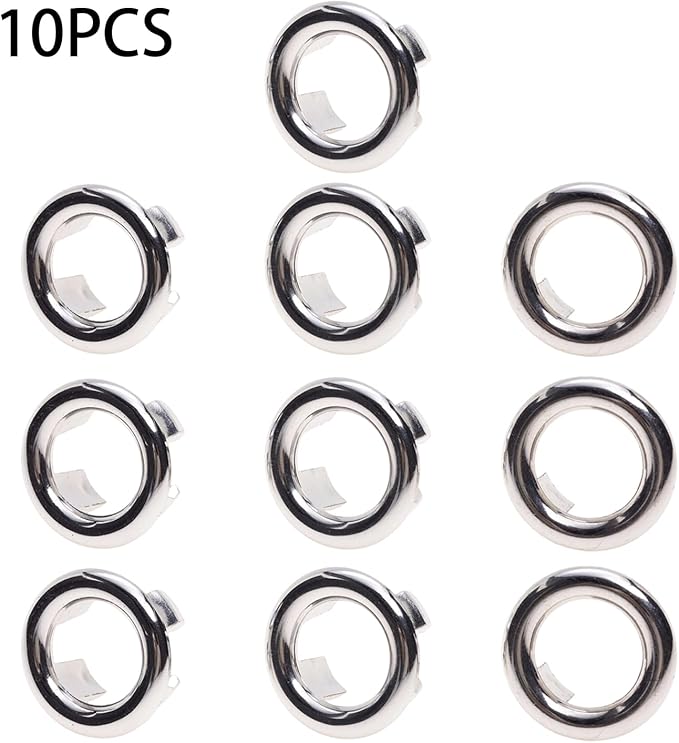 10Pcs Sink Overflow Cover Rings, 30mm / 1.18" Plastic Electroplating Big Hole Sink Basin Trim Overflow Cover Hole Insert, for Home, Sinks, Bathroom, Kitchen (Type-A)