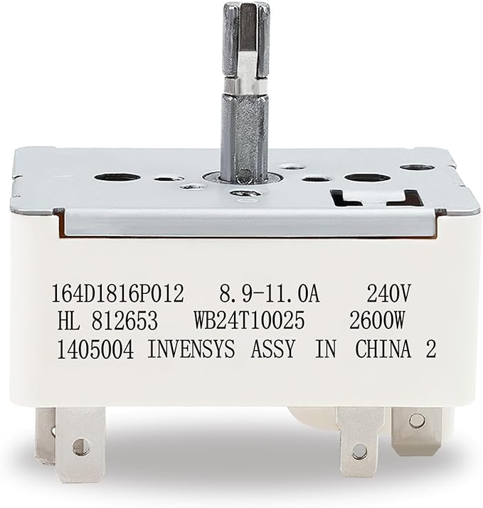 WB24T10025 Surface Burner Range Infinite Control Switch 8 Inch, Replace for AP2024072, 769692, AH236750, EA236750, PS236750,164d1816p012, Compatible with GE, for Kenmore, for Hotpoint Certain Stoves