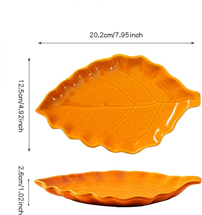 Ceramic Leaf Shape Spoon Rest for cooking, Cute Cooking Spoon Holder for Stove Top,Large Porcelain Spatula Rest for Kitchen Counter, Farmhouse Christmas Kitchen Decor (orange)