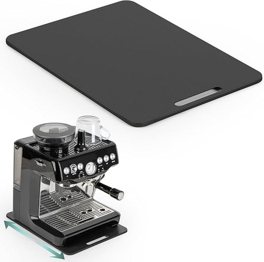 ANBOXIT Metal Appliance Slider, Sliding Tray for Coffee Maker,360° Effortless Movement,Small Appliance Rolling Tray for Counter, Coffee Pot Slider, Deep - Large (16"D x 12"W)