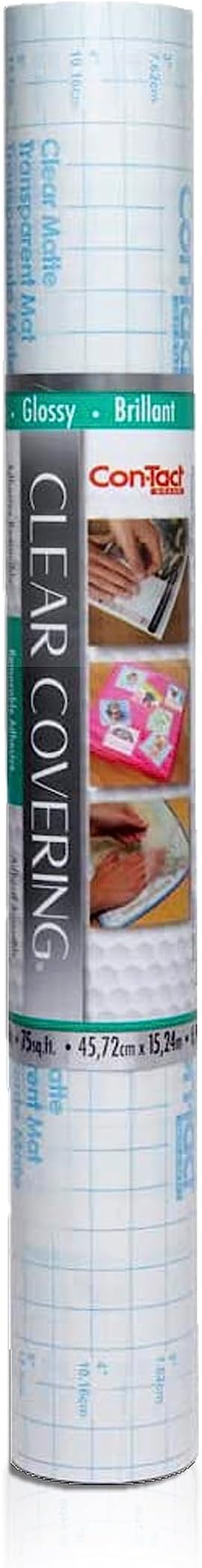 Con-Tact Brand Creative Clear Covering, Versatile and Self-Adhesive Shelf Liner, Ideal Privacy Film, Protective Clear Vinyl, 18'' x 50', Glossy