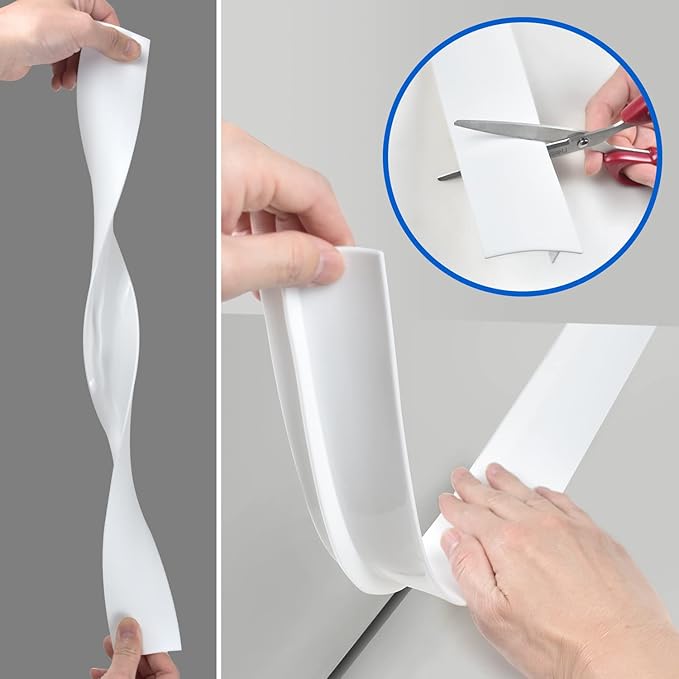 Silicone Stove Counter Gap Cover (2 Pack),Easy Clean Heat Resistant Wide & Long Kitchen Stove Gap Filler,Seals Spills Between Counters, Oven, Stovetops, Washing Machines, Washer, Dryer(25in, White)