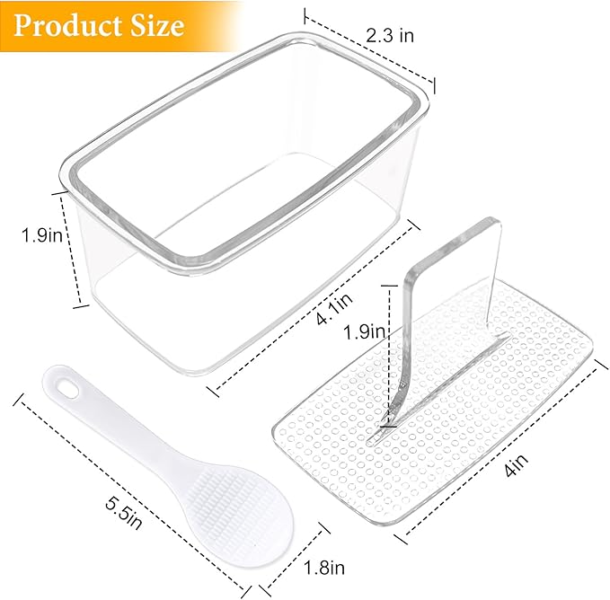 2PCS Clear Musubi Press Mold, Non-Stick Musubi Maker, BPA-Free Onigiri Mold Sushi Press for Hawaiian Musubi Home DIY (with 2 Rice Ladles)