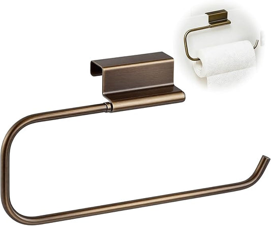 12.4 Inches Cabinet Door Paper Towel Holder Camper Under Sink No Drilling Paper Towel Storage and Dispenser for RV Kitchen Bathroom Laundry Room, Stainless Steel(Vintage Bronze,1 Pcs)