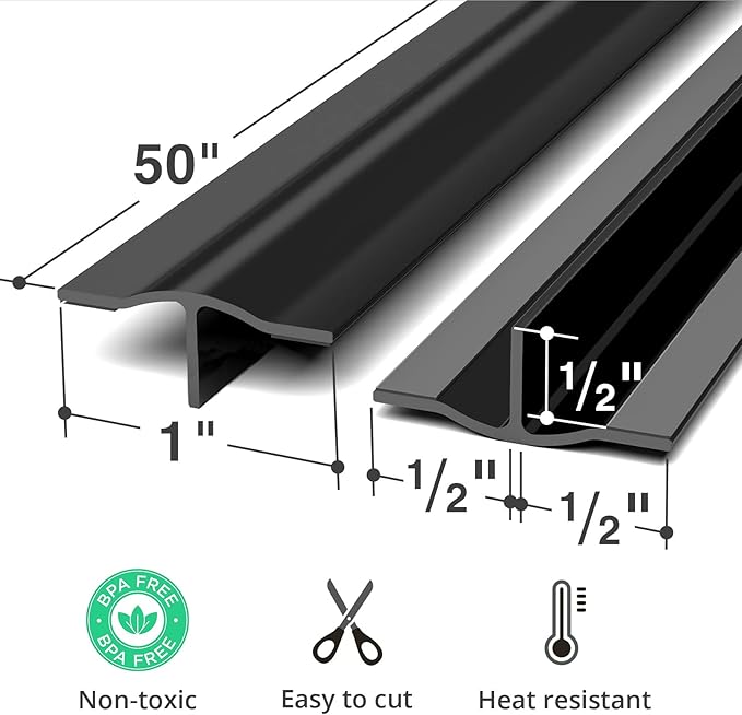 Silicone Stove Gap Cover X-Protector – 50” x 1" Guard Between Stove and Counter – Self-Adhesive Premium Counter Gap Filler – Heat Resistant Oven Counter Gap Protector – Silicone Stove Top Spill Guard