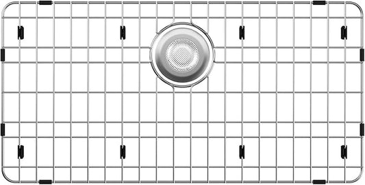 Sink Grid for Single Bowl Kitchen Sink, Stainless Steel Sink Protector Grate with Rear Drain, 28-3/8’’ x 14-3/16’’ Sink Bottom Protector for Kitchen Sink