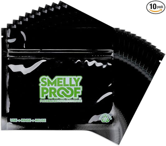 10pk 4-MIL Thick HEAVY DUTY Smelly Proof Reusable Bags Black, USA-Made, Reusable Food Storage Bags, Sandwich Bags, Reusable Freezer Bags, Non-Silicone Bags, 10 x Reusable Bag, 6" x 4"