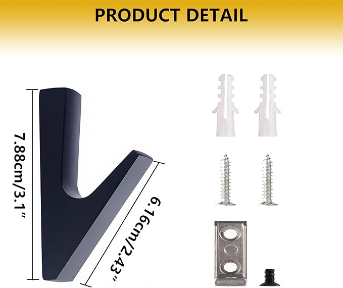 4 Pcs Aluminum Coat Hooks Matte Black, Industrial Strength Wall Mount Hooks for Hanging Coats, Hats, Bags, Towels, Rustproof Bathroom & Kitchen Hardware for Home Organization