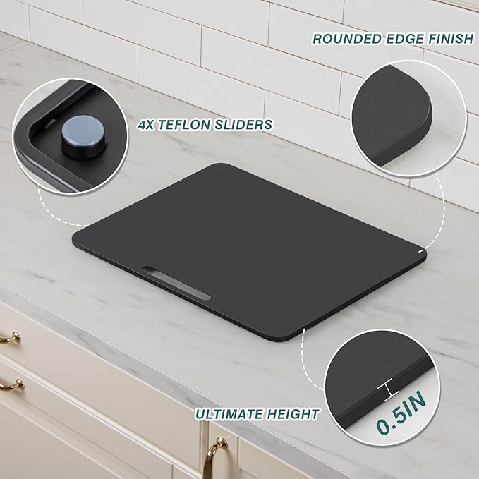 ANBOXIT Metal Appliance Slider, Sliding Tray for Coffee Maker,360° Effortless Movement,Small Appliance Rolling Tray for Counter, Coffee Pot Slider, Wide - Large (13"D x 16"W)