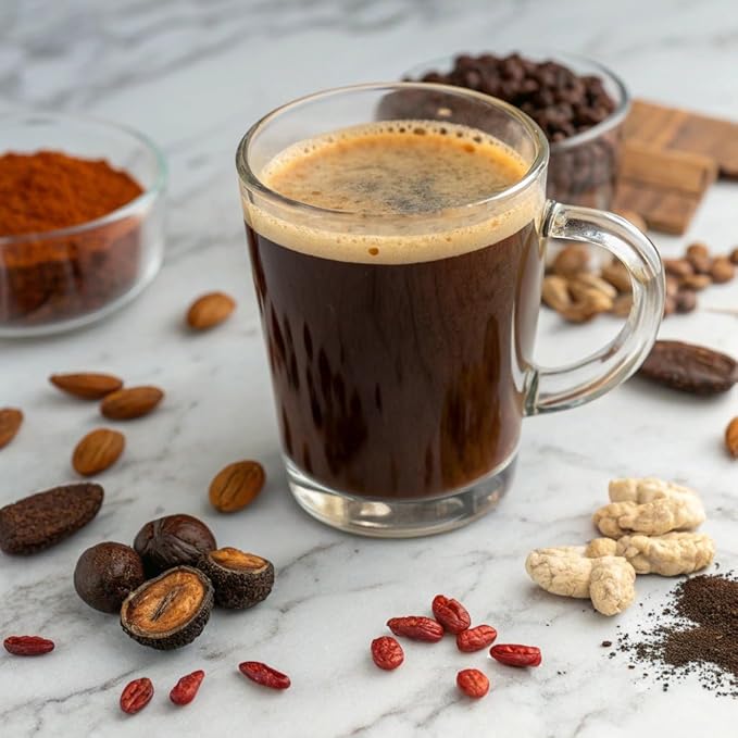 Cuppa Medium Roast Mushroom Coffee with Adaptogens & Superfoods - Lion’s Mane, Ashwagandha & Cordyceps. Adaptogens + MCT to support natural energy, mental focus & gut health (30 Servings)