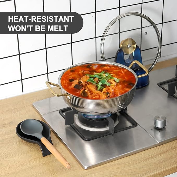 Nihow Ceramic Spoon Rest: 4 Inch Stable Utensil Rest - Heat Resistant Spoon Holder for Kitchen counter/Countertop/Stove Top - Dishwasher Safe - Matte Black (1 PC)