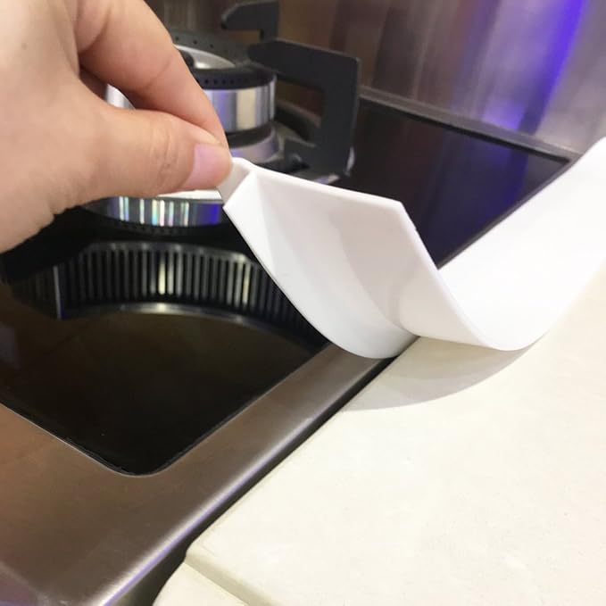 Silicone Stove gap covers, Oven Gap Fillers Seals Gaps Between Stove and Countertop, Easy to Install, Heat Resistant, 2 Pack (White, 21 inches)