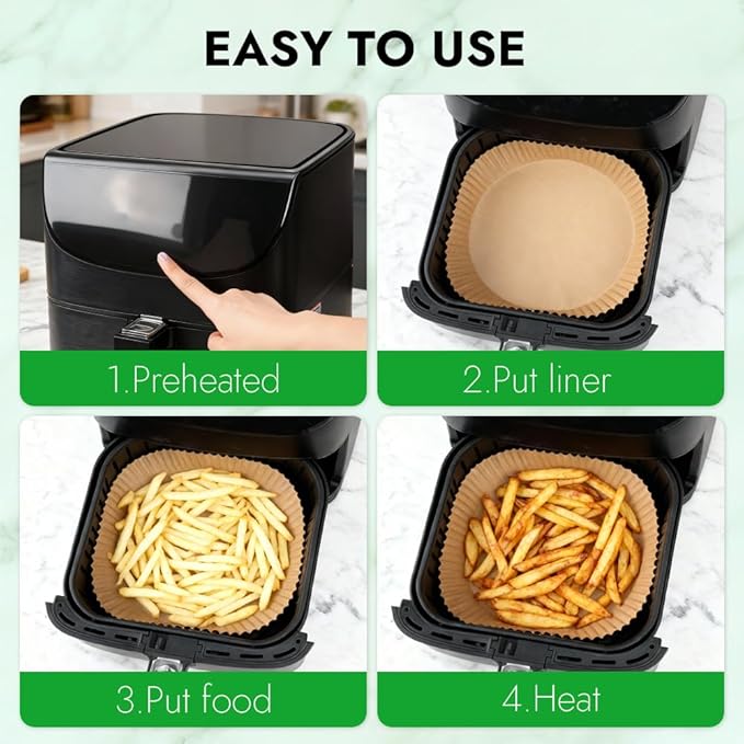 BYKITCHEN 300PCS Small Disposable Air Fryer Liners for 2 to 5QT Airfryer, Round Air Fryer Parchment Paper Liners, Compatible with Ninja AF101 4 QT, CHEFMAN 2 QT, Cosori 2.1QT, Dash 2.6 Quart & More