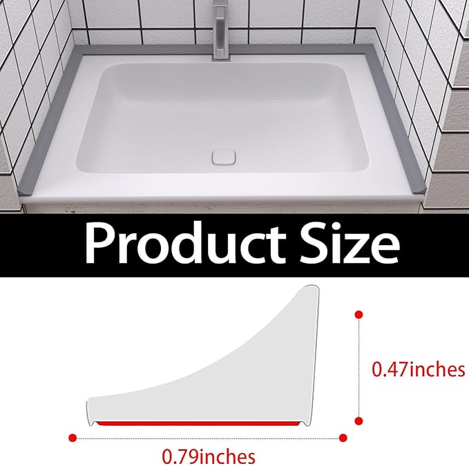 New Collapsible Shower Threshold Water Dam, Self Adhesive Silicone Waterproof Barrier Bathroom and Kitchen Water Strip Dam Shower Guard for Dry And Wet Separation Caulk Seal Strip Edge Trim(Grey)