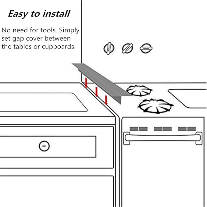 Silicone Gap Cover, (2 Pack) Silicone Gap filler Stopper Kitchen Stove Counter Gap Covers - Flexible Stove Space Fillers, Food Grade (21inches, Black)