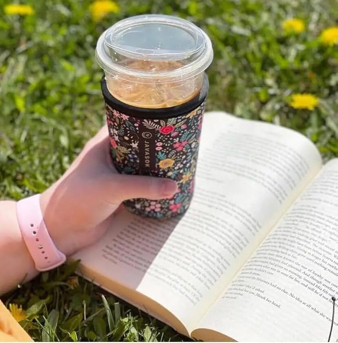 Sok It JavaSok Iced Coffee & Cold Soda Insulated Neoprene Cup Sleeve (English Garden Picnic, XLarge: 38-42oz)