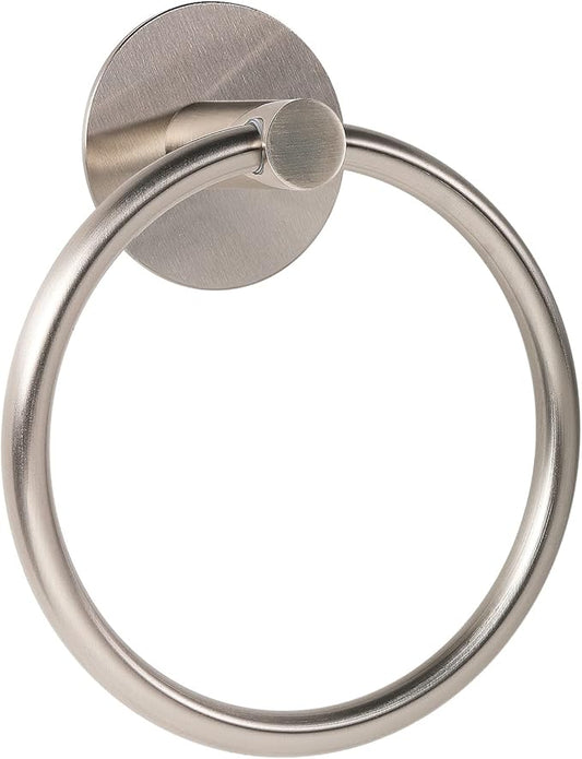 No Drilling 3M Self Adhesive Towel Ring with Extra Strong Nail-Free Glue, Stainless Steel Towel Holder, Bathroom and Kitchen Towel Rack (Brush Nickel)